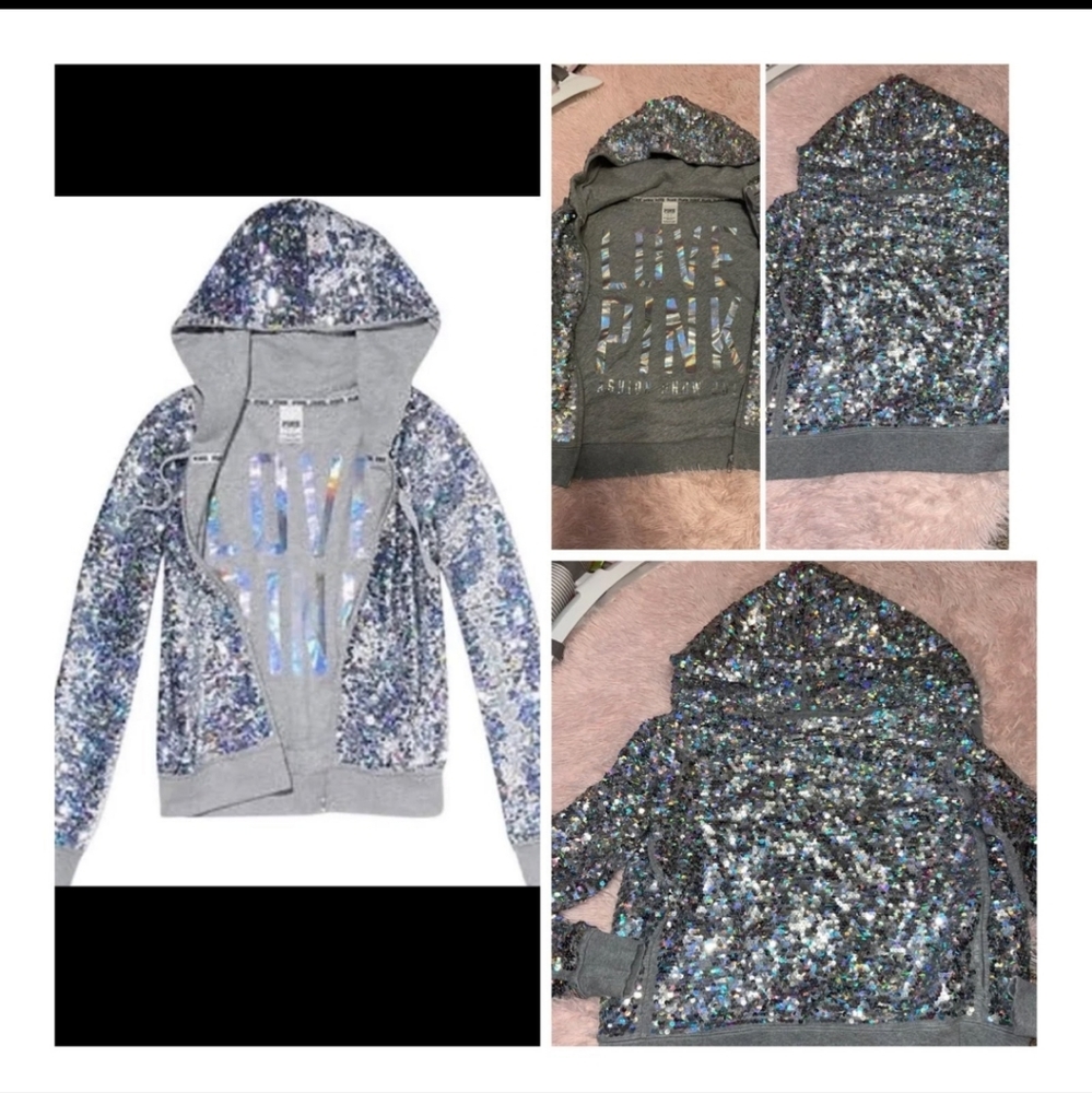 VS Victoria's Secret Rare Size Large Fashion Show Holographic Sequin Bling NWOT